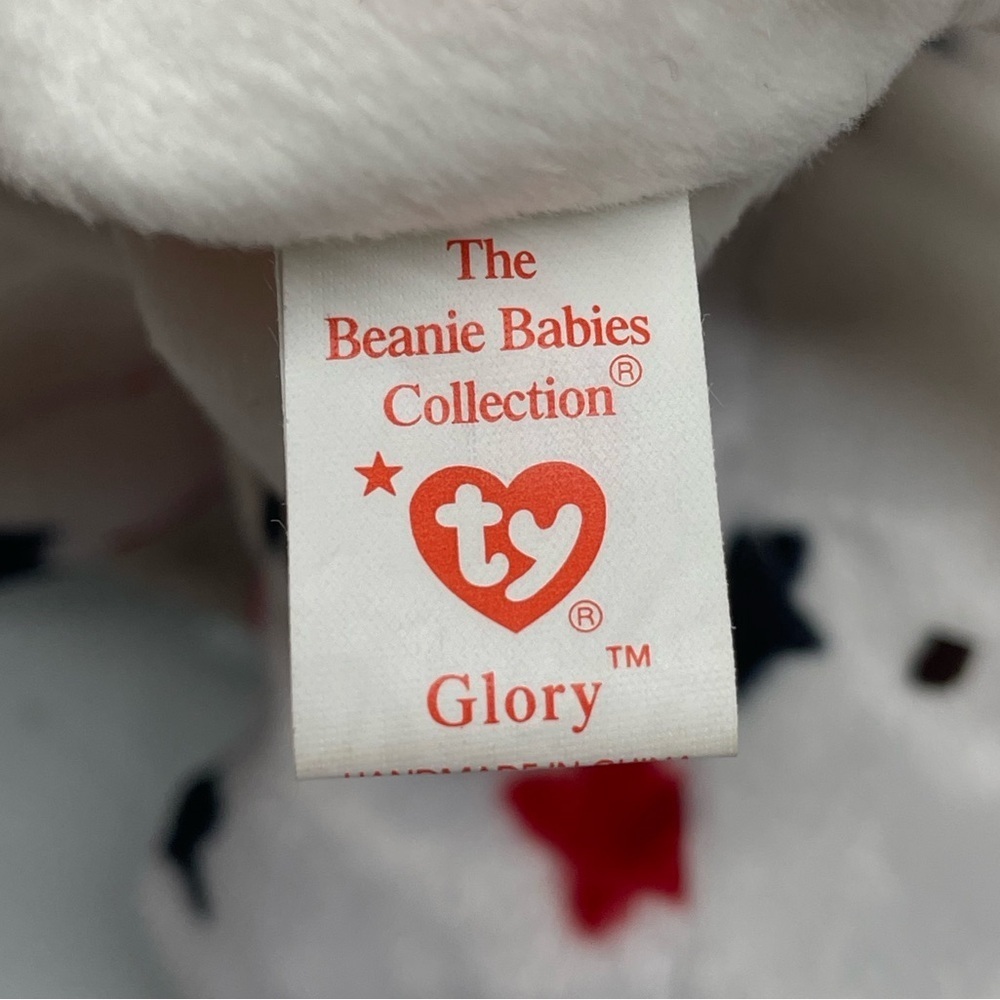Ty Beanie Babies set 3 “Glory” white and covered in red and blue star 1 Teenie - Picture 5 of 8